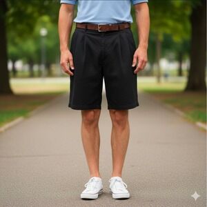 Greg Norman‎ Collection 7" Golf Shorts Pleated Mens Size 36 Black Solid Preppy